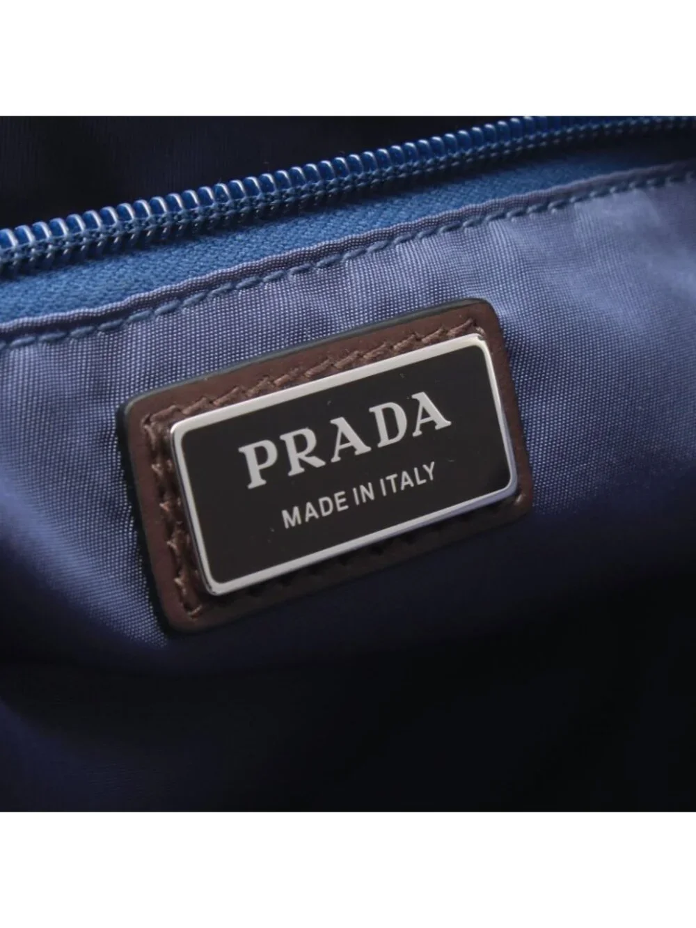 Prada Shoulder Bag Re-Nylon Flap Blue Gray Nylon Leather to Line Guru Logo